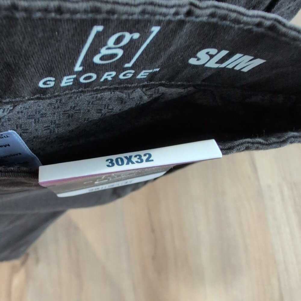 NWT George Slim Fit 30X32 Men's Casual Chinos Black Soot - Picture 2 of 6